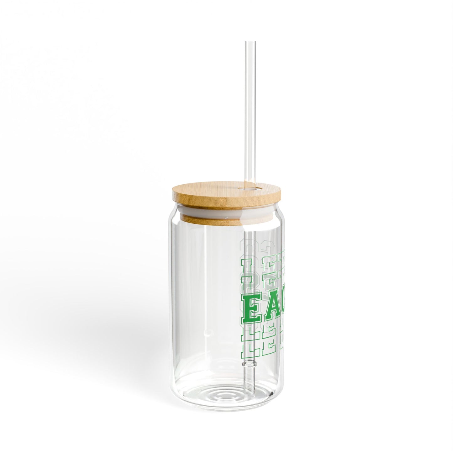 Eagle Sipper Glass, Eco-Friendly Drinkware, Cute Gift for Nature Lovers, Green Glass with Bamboo Lid, Perfect for Picnic & Home