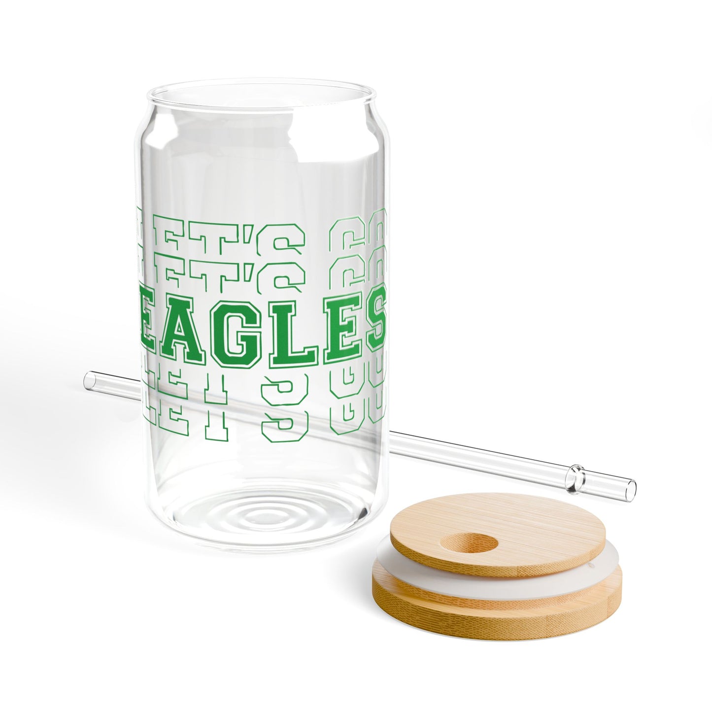 Eagle Sipper Glass, Eco-Friendly Drinkware, Cute Gift for Nature Lovers, Green Glass with Bamboo Lid, Perfect for Picnic & Home
